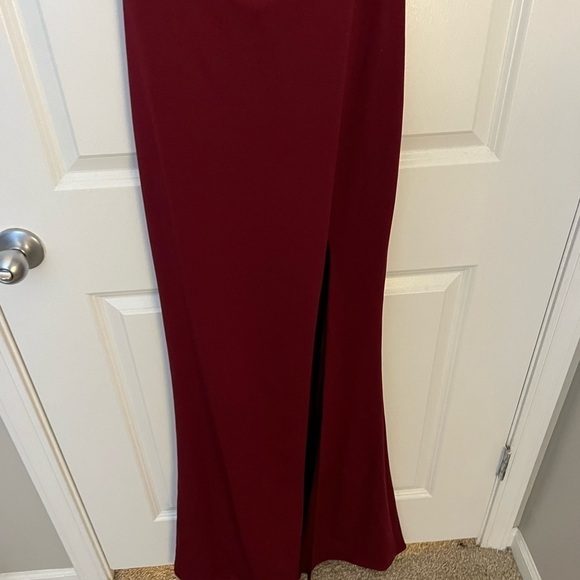 LA FEMME 28176 Red One Shoulder Prom Ball Gown Dress - Picture 8 of 9